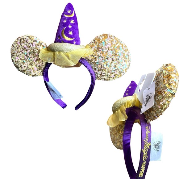 Disneyland Sorcerer Mickey Magic Happens Minnie Sequin Ears Headband Parade New - Picture 2 of 10